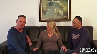 Busty German Milf Takes Two Cocks