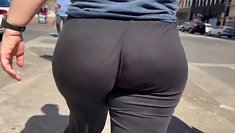 Candid City Streets Scene With Bubble Butt Wedgie