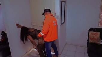 Sexy Exhibitionist Gets Fucked By Delivery Man In Lingerie