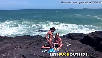 Outdoor Sex With Babes: Rocky Adventure Leads To Passionate Encounter