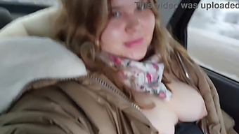 Chubby Girl With Big Boobs Pleasures Herself In The Backseat