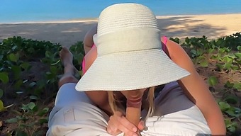 Public Sex On The Beach: Blonde Amateur Gives Pov Blowjob