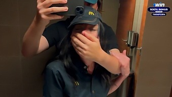 Wild And Daring Encounter In The Restroom Leads To Intense Sexual Acts With A Mcdonald'S Employee Due To Spilled Soft Drink.