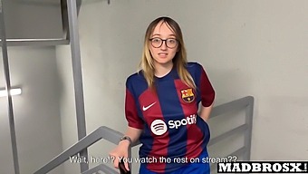 Double Team Action: Barcelona Fan Gets Fucked By Two Psg Fans In The Stadium Corridors